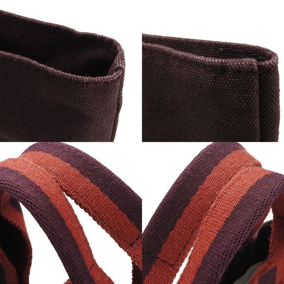 HERMES Tote Bag Fool Toe Cabas Bordeaux Canvas Women's Men's - Picture 5 of 6